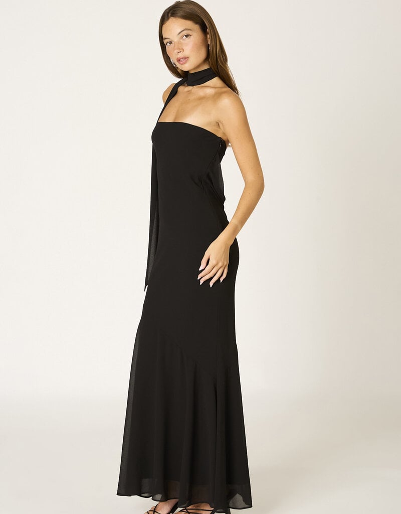 Chiffon Strapless Scarf Detail Maxi Dress
