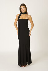 Chiffon Strapless Scarf Detail Maxi Dress