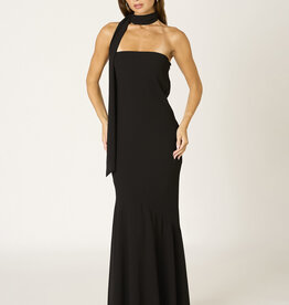 Chiffon Strapless Scarf Detail Maxi Dress