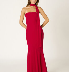 Chiffon Strapless Scarf Detail Maxi Dress