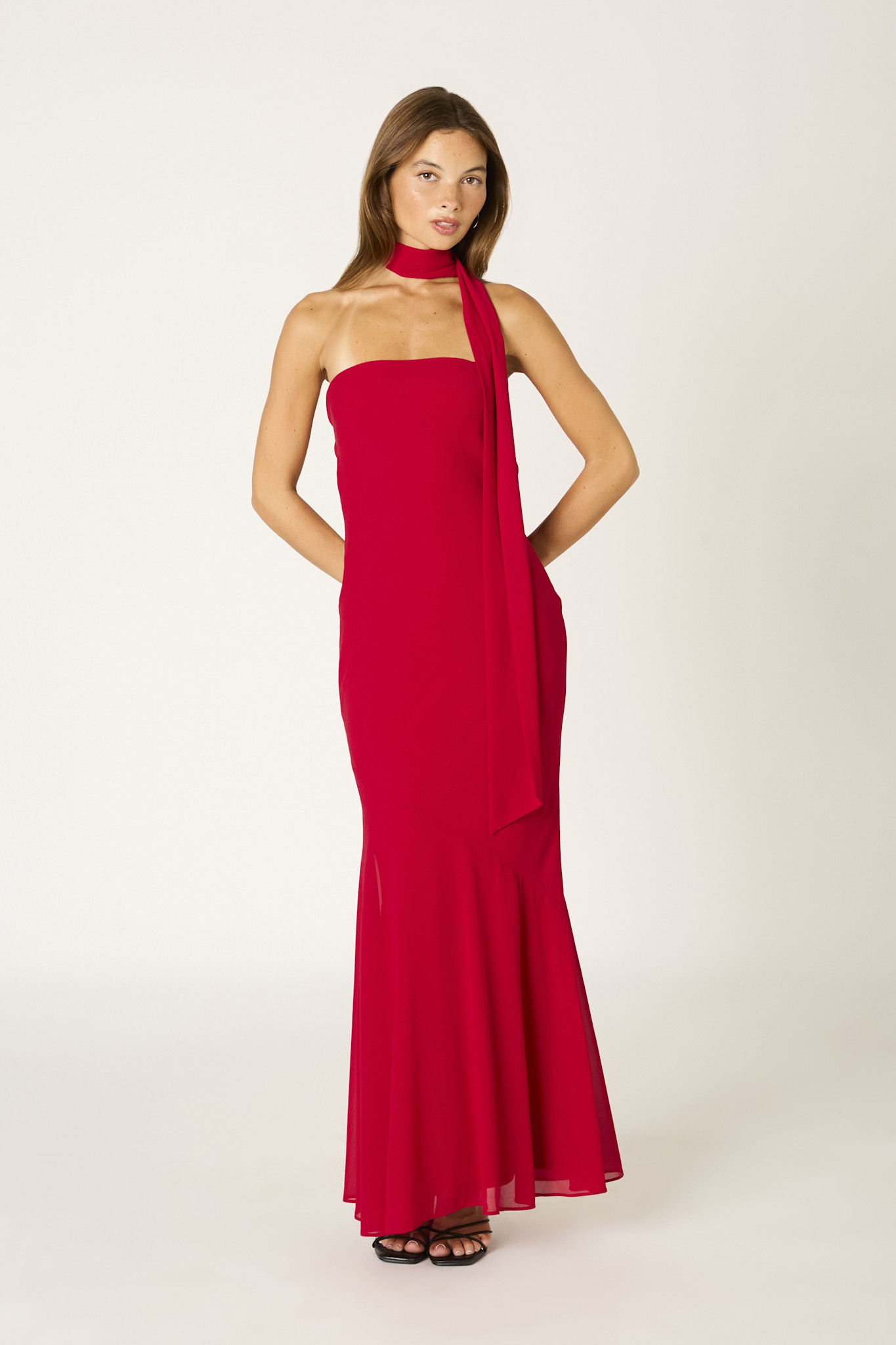 knee length dresses for ladies Move Me Strapless Maxi Dress Red main image 1