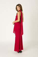Chiffon Strapless Scarf Detail Maxi Dress