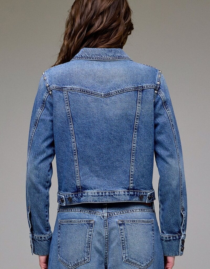 Pearl Stud Denim Trucker Jacket