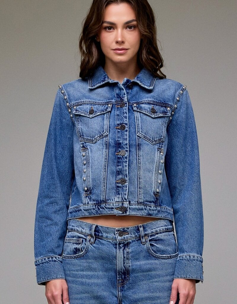 Pearl Stud Denim Trucker Jacket