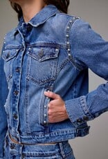 Pearl Stud Denim Trucker Jacket