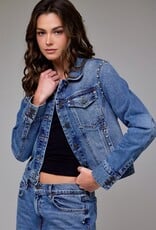 Pearl Stud Denim Trucker Jacket