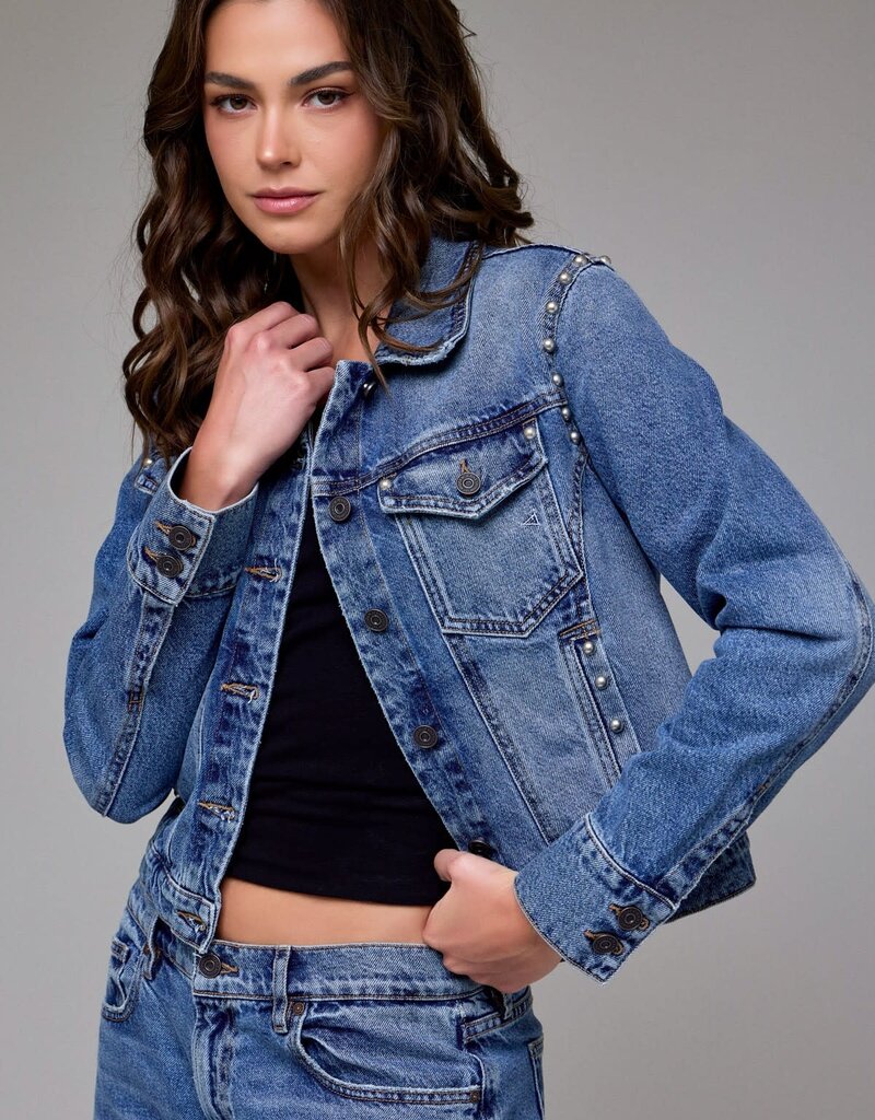 Pearl Stud Denim Trucker Jacket