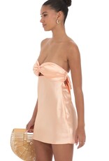 Satin Strapless Twist Cutout Mini Dress