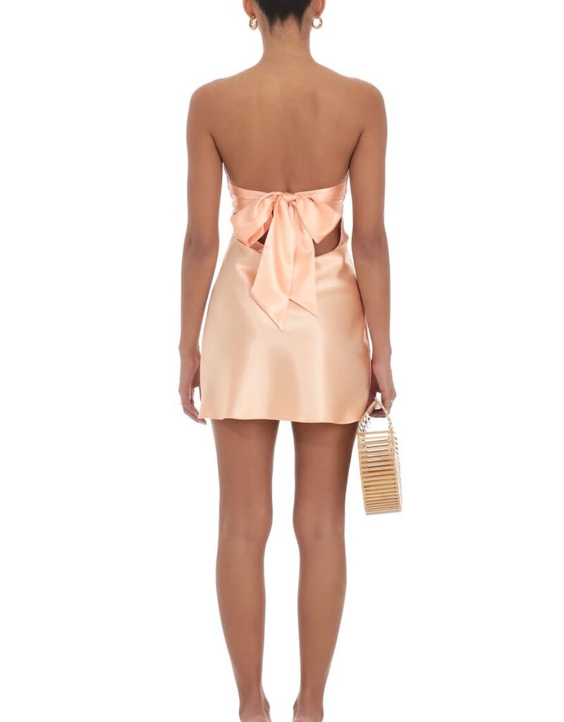 Satin Strapless Twist Cutout Mini Dress