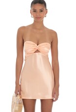 Satin Strapless Twist Cutout Mini Dress
