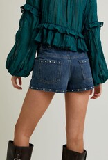 Stud Detail Low Waist Denim Shorts