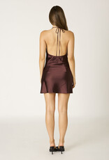 Satin Halter A Line Mini Dress