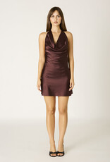 Satin Halter A Line Mini Dress