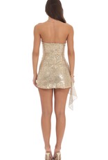 Lucy In The Sky Sequin Side Ruched Strapless Mini Dress