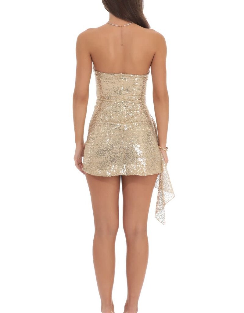 Lucy In The Sky Sequin Side Ruched Strapless Mini Dress