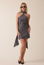 Satin Polka Dot Scarf Mini Dress