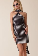Satin Polka Dot Scarf Mini Dress