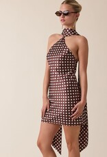 Satin Polka Dot Scarf Mini Dress