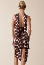 Satin Polka Dot Scarf Mini Dress