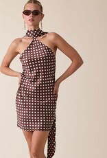 Satin Polka Dot Scarf Mini Dress