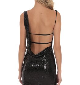 Lucy In The Sky Sequin High Neck Open Back Mini Dress