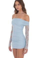 Lucy In The Sky Off Shoulder Long Sleeve Lace Mini Dress
