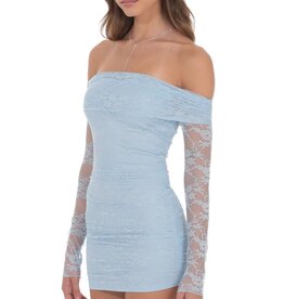 Lucy In The Sky Off Shoulder Long Sleeve Lace Mini Dress