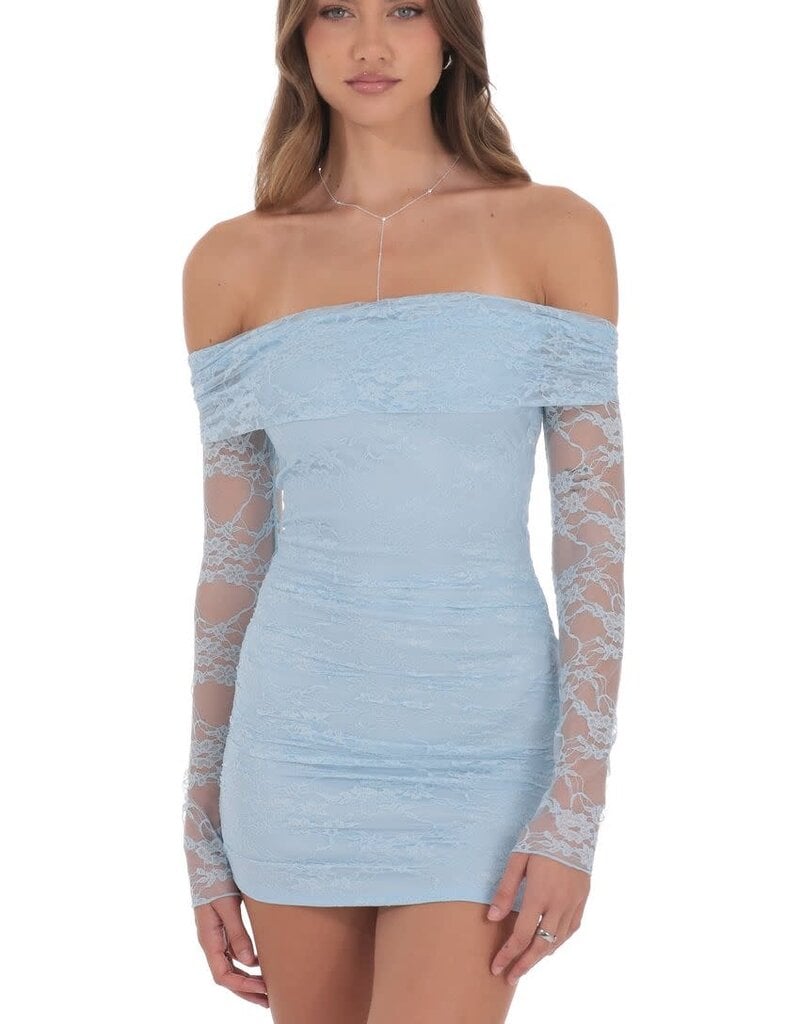 Lucy In The Sky Off Shoulder Long Sleeve Lace Mini Dress