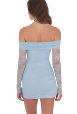 Lucy In The Sky Off Shoulder Long Sleeve Lace Mini Dress