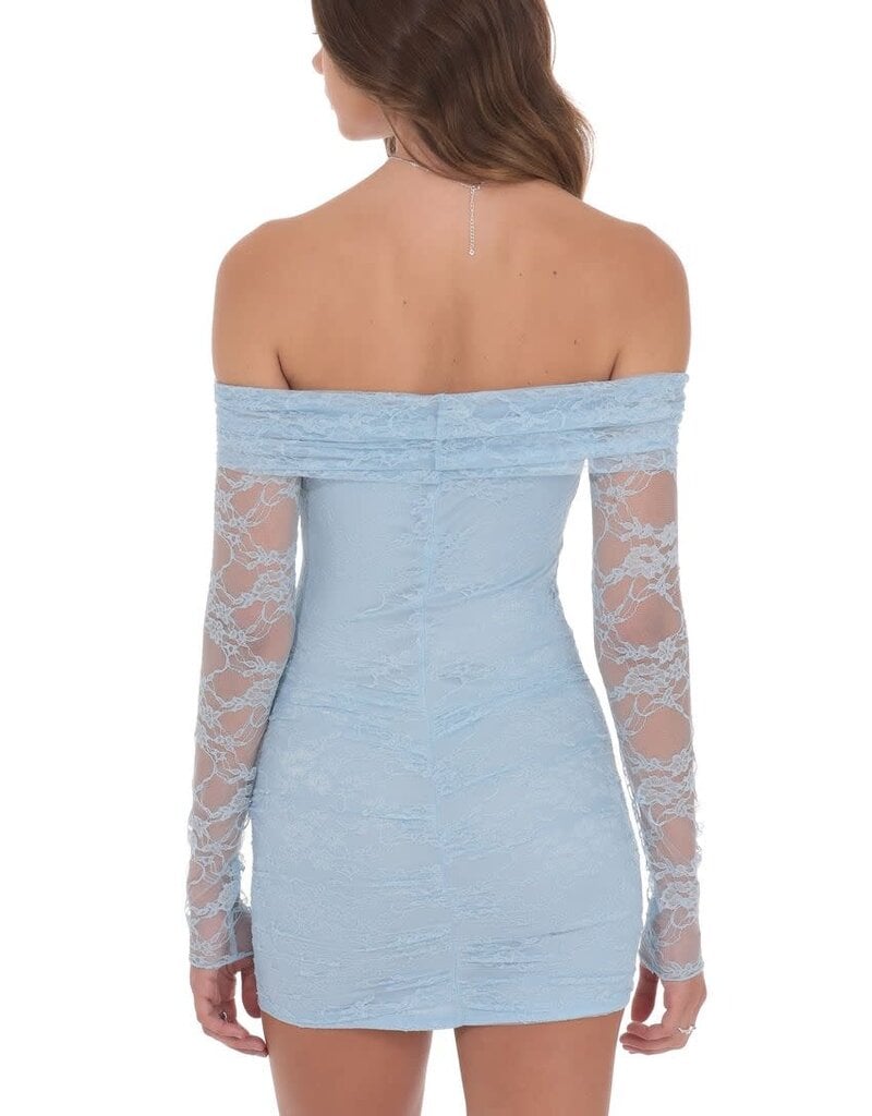 Lucy In The Sky Off Shoulder Long Sleeve Lace Mini Dress