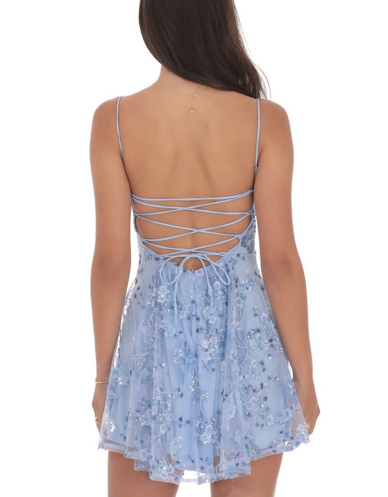 Lucy In The Sky Floral Sequin Fit and Flare Mini Dress