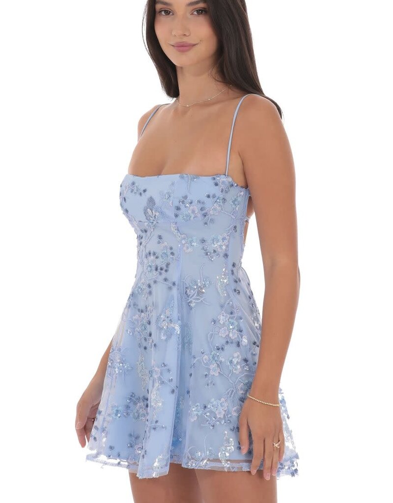 Lucy In The Sky Floral Sequin Fit and Flare Mini Dress