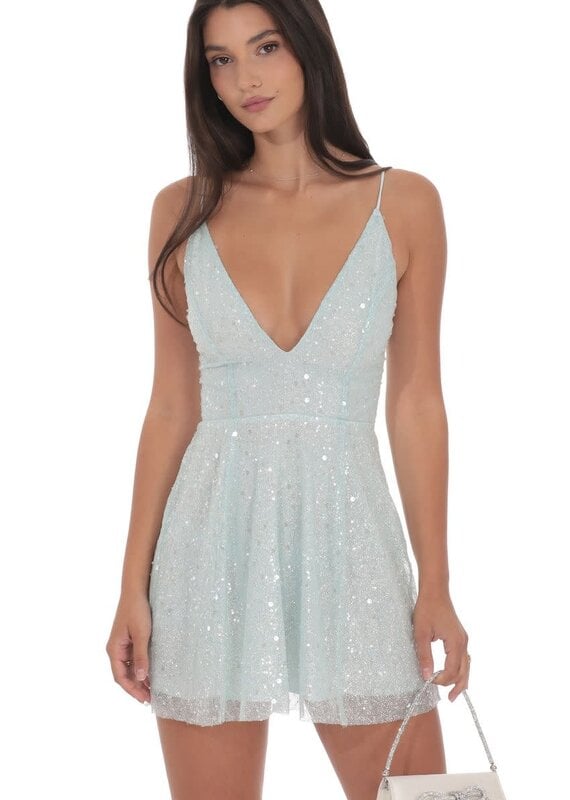 Lucy In The Sky Sequin Glitter A Line Mini Dress