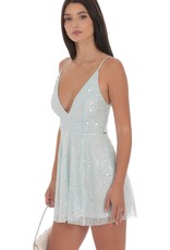 Lucy In The Sky Sequin Glitter A Line Mini Dress