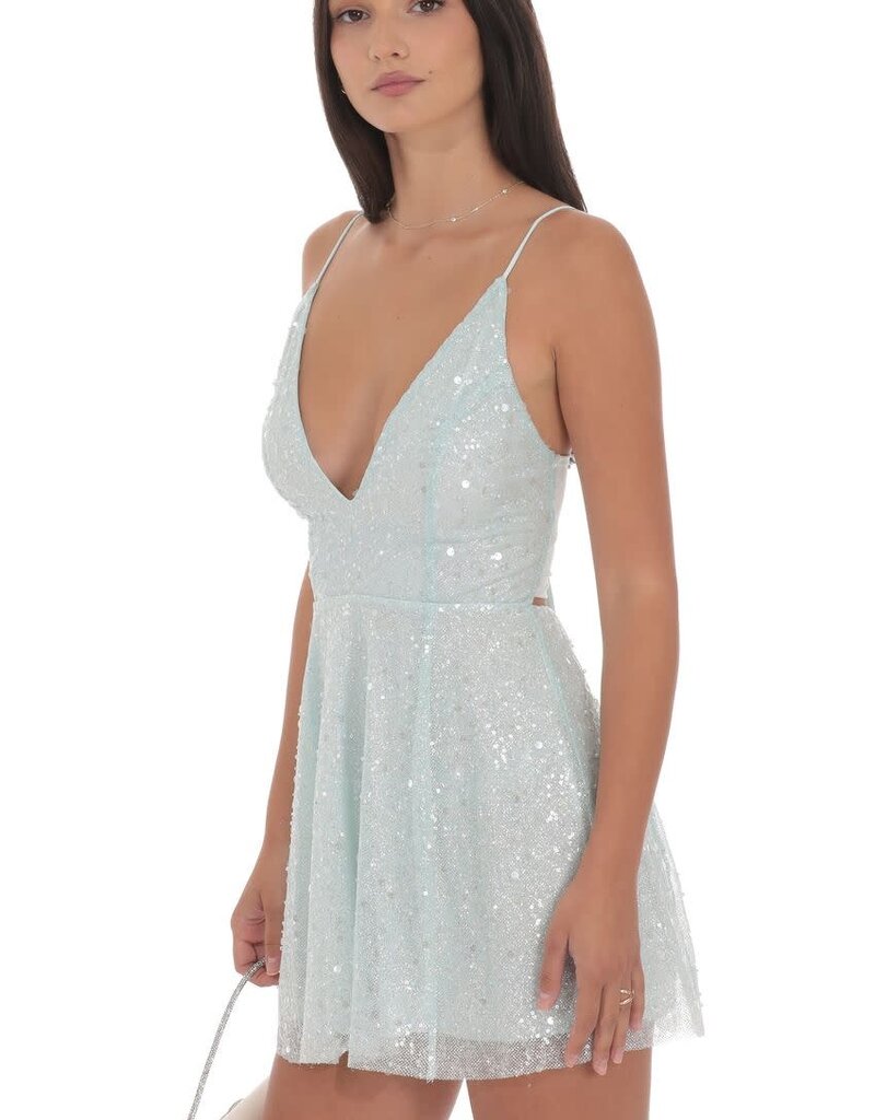 Lucy In The Sky Sequin Glitter A Line Mini Dress