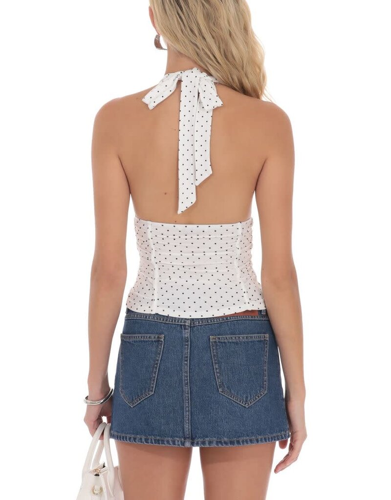 Lucy In The Sky Polka Dot Ruched Halter Top