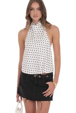Lucy In The Sky Satin Mock Neck Polka Dot Top