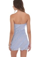 Lucy In The Sky Mesh Rhinestone Strapless Ruffle Mini Dress