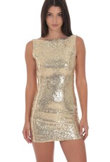 Lucy In The Sky Sequin High Neck Open Back Mini Dress