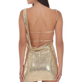 Lucy In The Sky Sequin High Neck Open Back Mini Dress