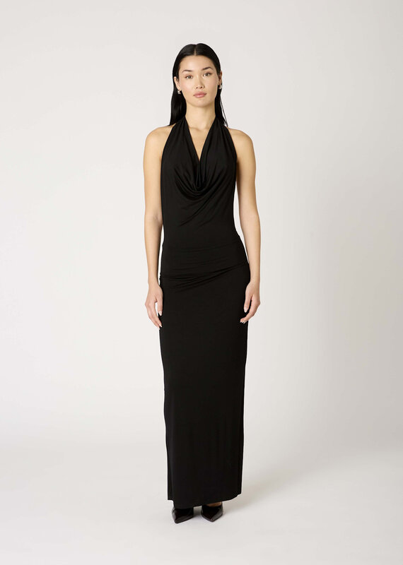 Xenia Cowl Neck Halter Maxi Dress