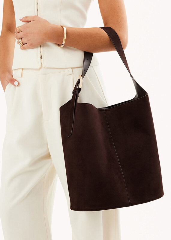 Billini Cali Shoulder Bag Chocolate Suede
