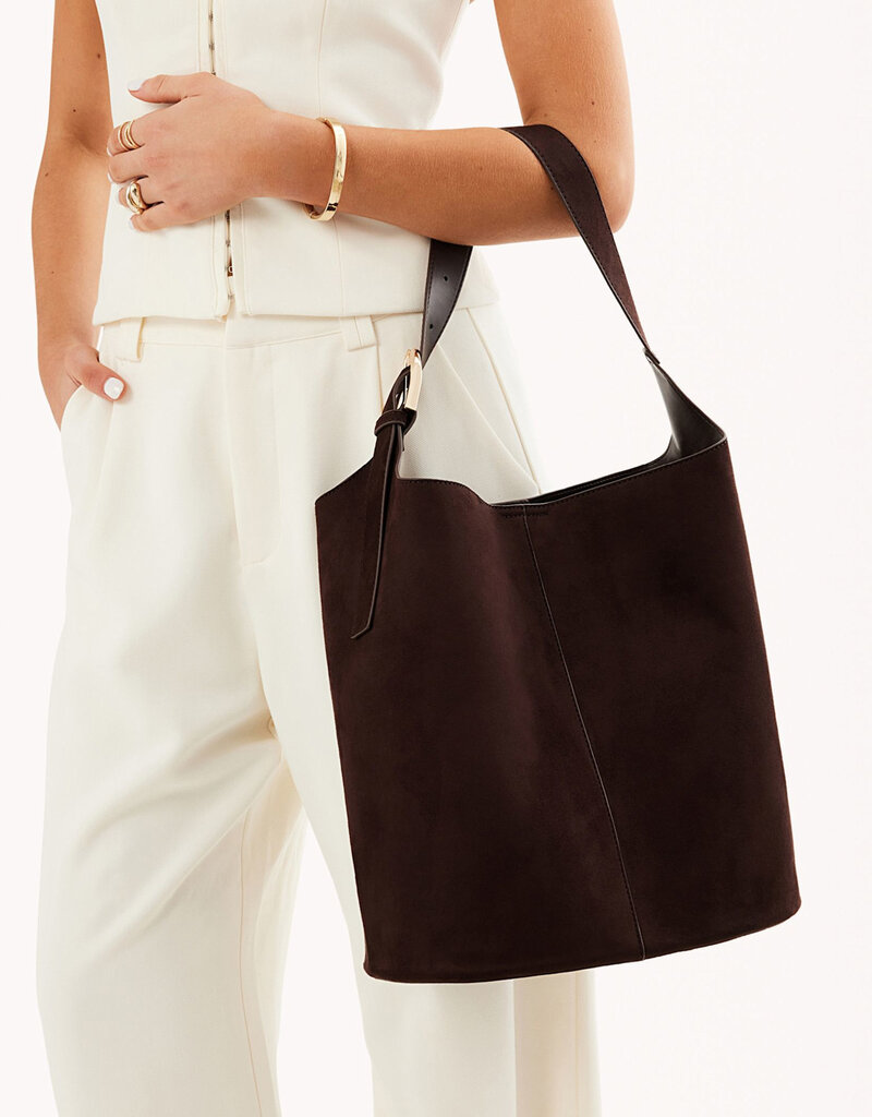 Billini Cali Shoulder Bag Chocolate Suede