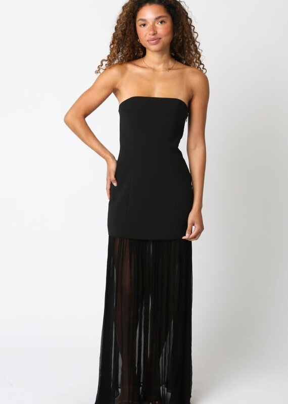 Strapless Sheer Bottom Maxi Dress