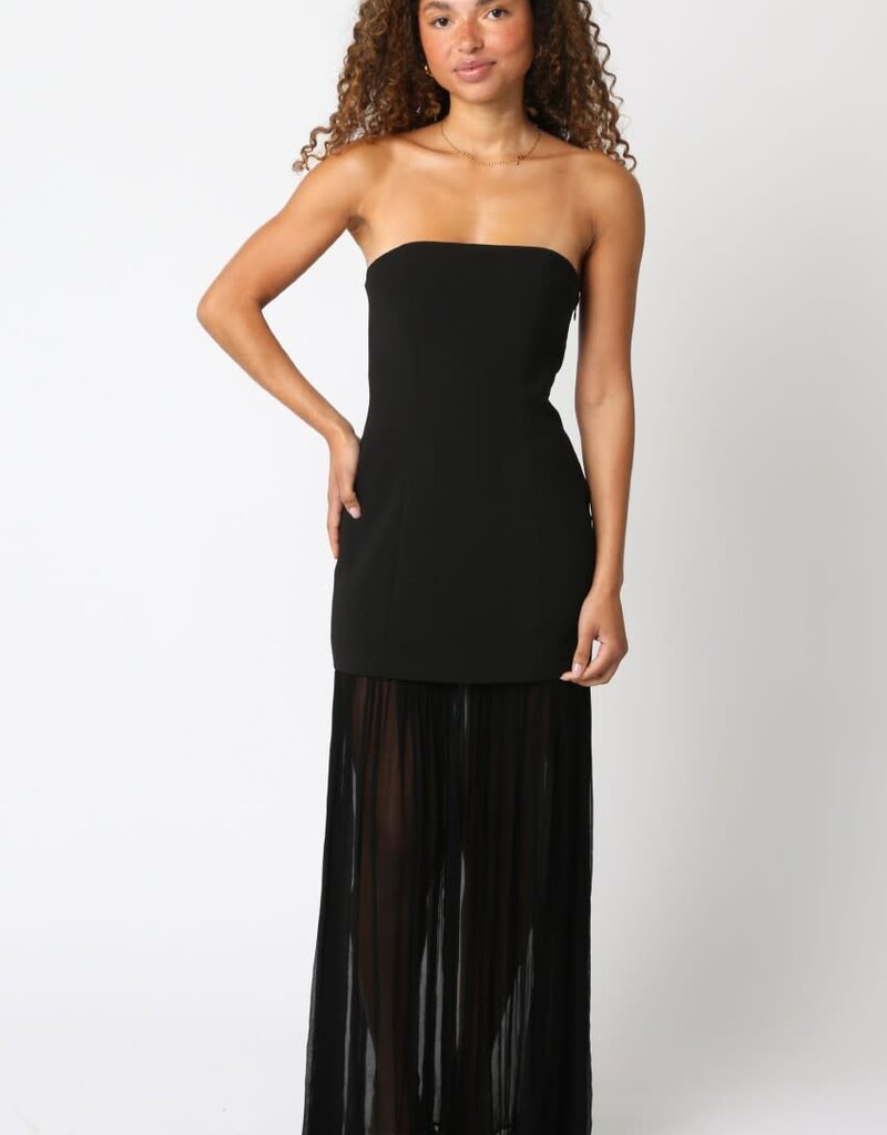 Strapless Sheer Bottom Maxi Dress