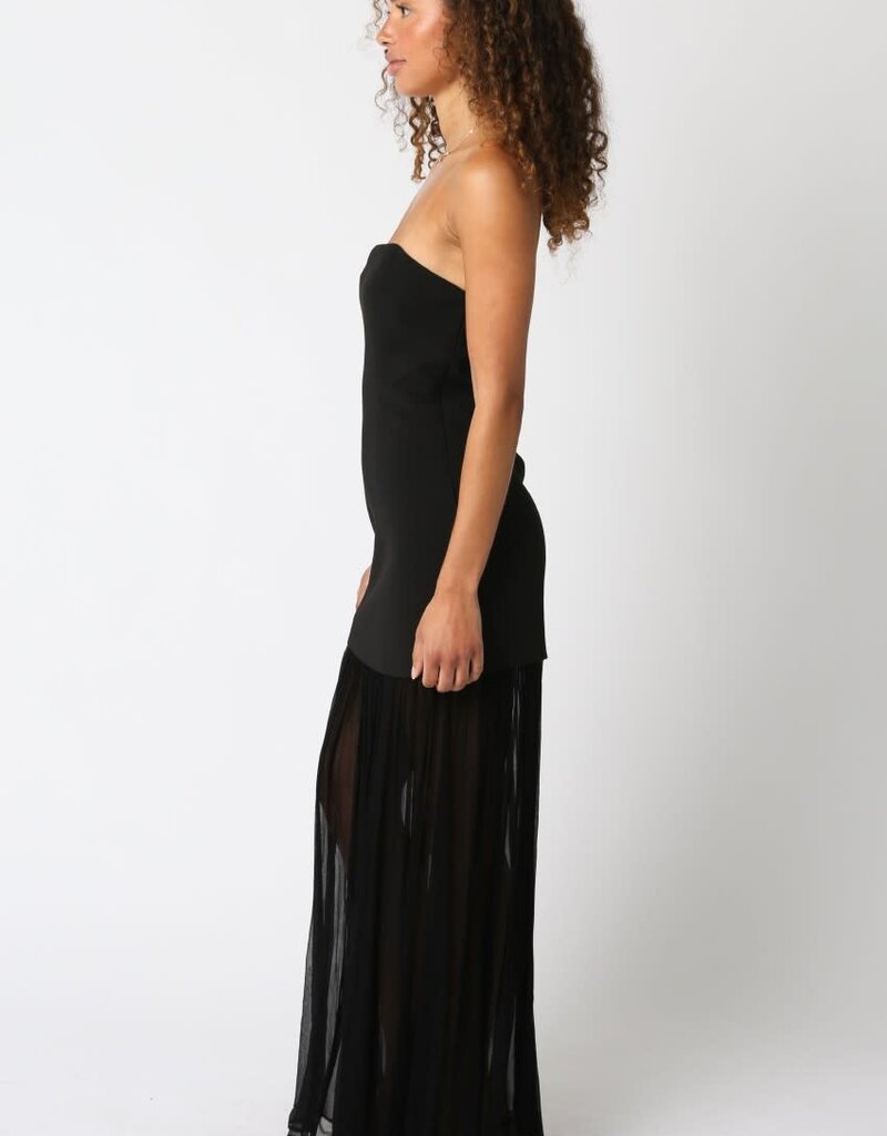 Strapless Sheer Bottom Maxi Dress