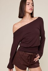 One Shoulder Fit Waist Long Sleeve Top