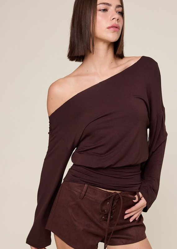 One Shoulder Fit Waist Long Sleeve Top