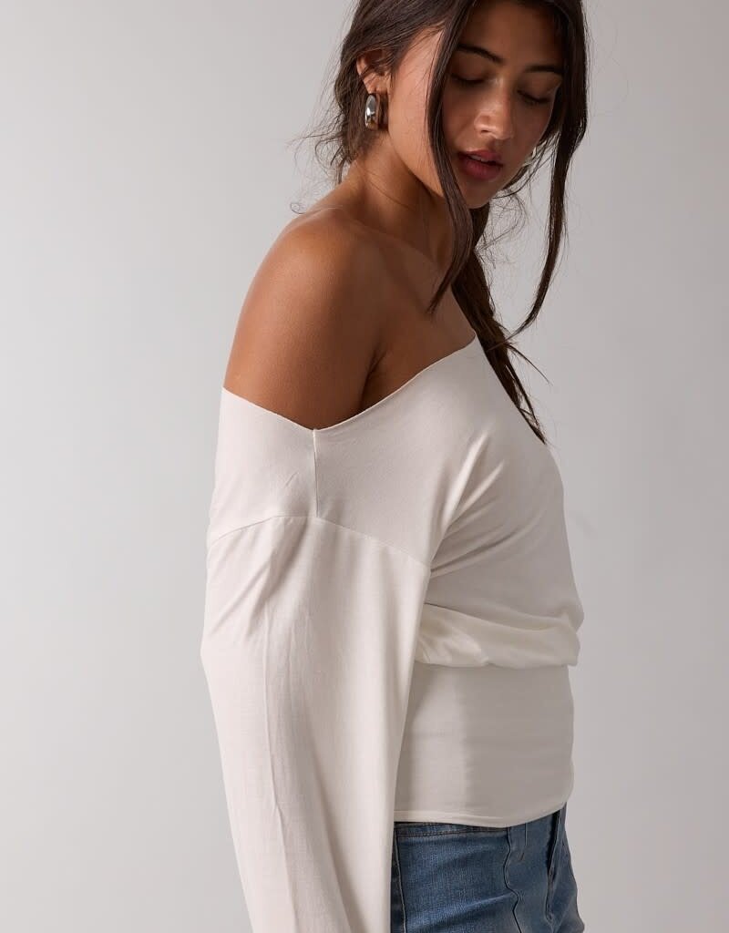 One Shoulder Fit Waist Long Sleeve Top