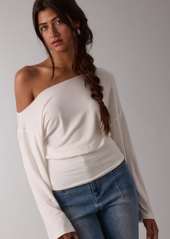 One Shoulder Fit Waist Long Sleeve Top
